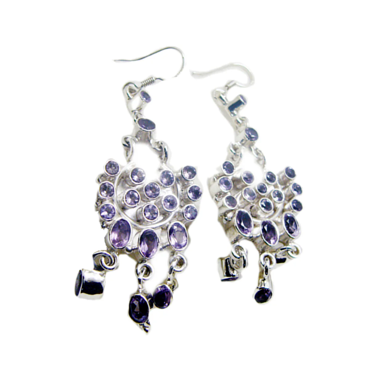 Amethyst African Alice multiple Dangle Purple 92.5 Silver Earring