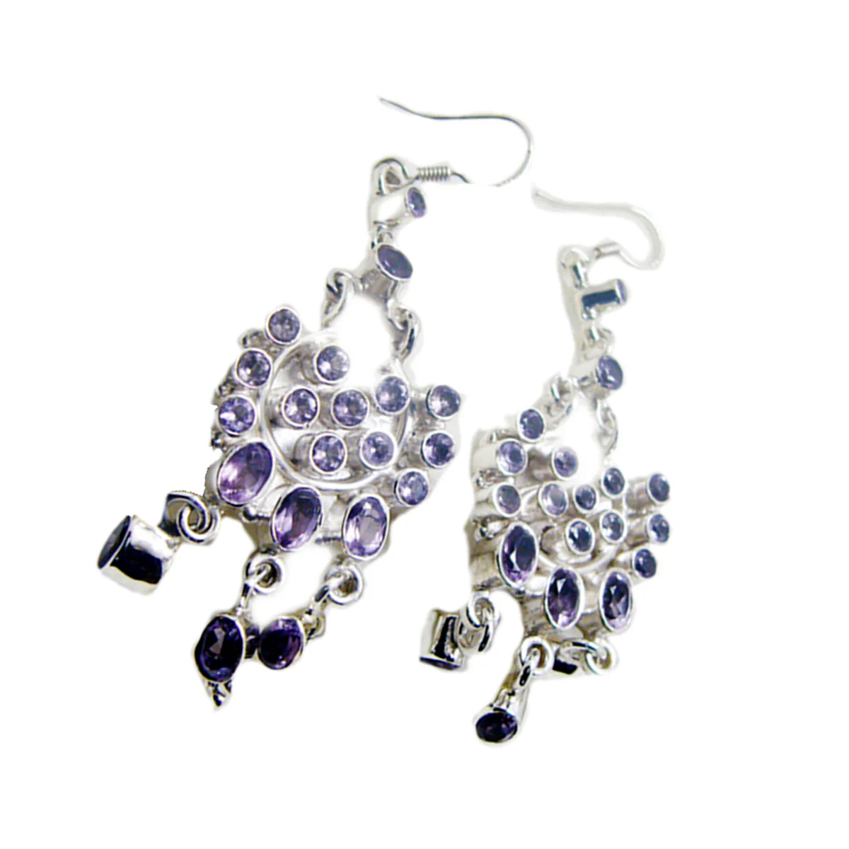 Amethyst African Alice multiple Dangle Purple 92.5 Silver Earring - Image 2