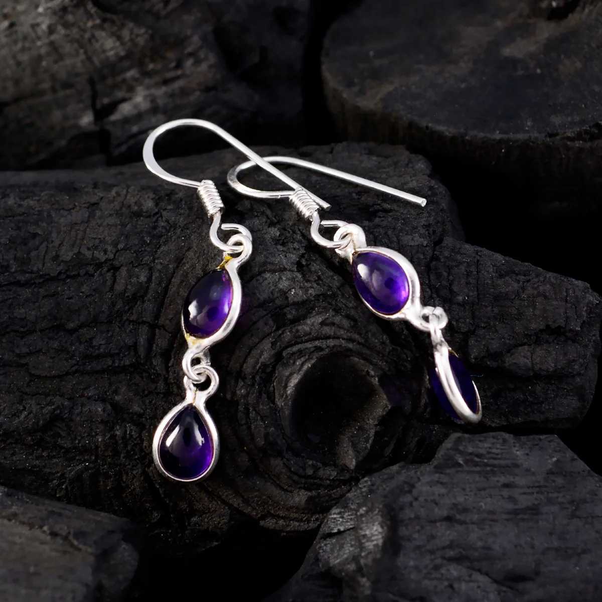 Amethyst African Ha-eun multiple Dangle Purple 92.5 Silver Earring - Image 4
