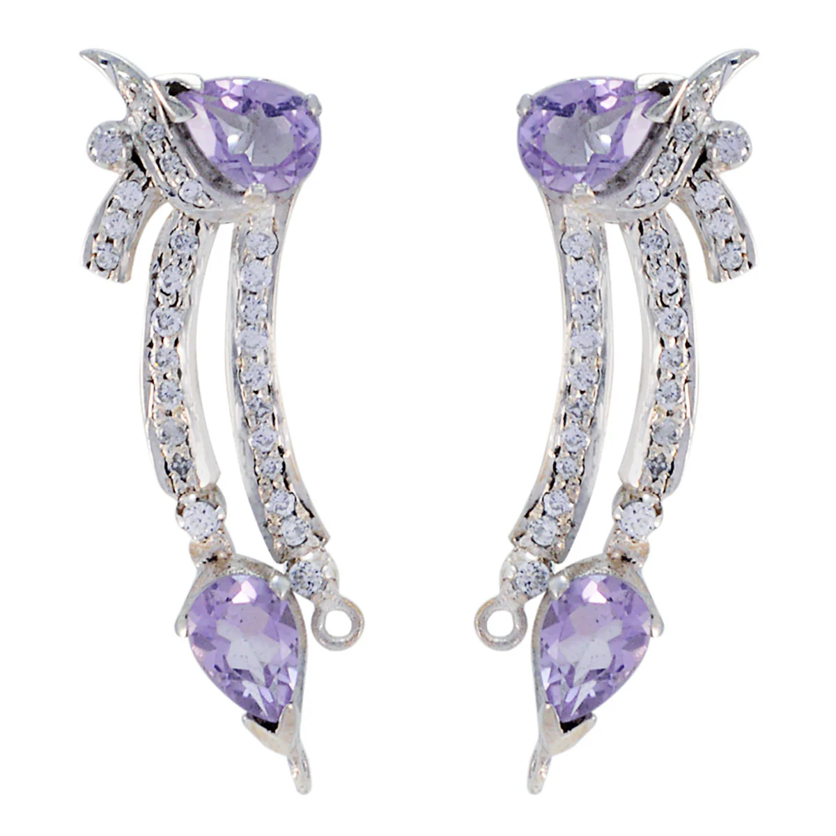 Amethyst African Ivana multiple Stud Purple 92.5 Silver Earring