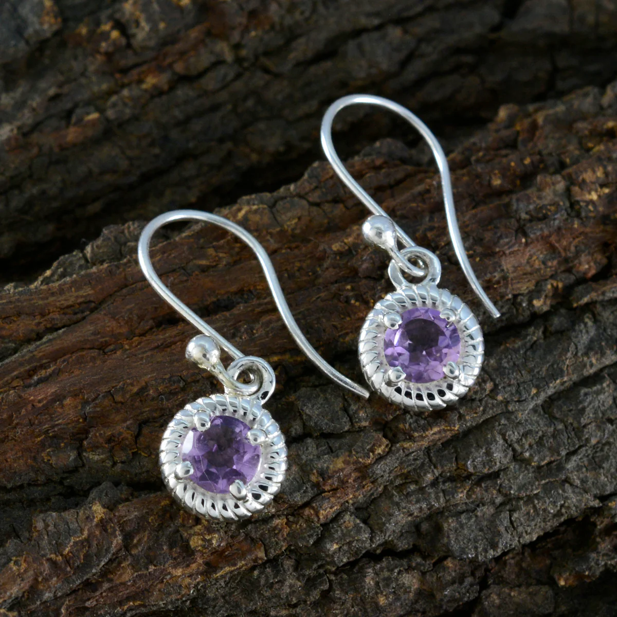 Amethyst African Nella Solitaire Stud Purple 925 Sterling Silver Earring - Image 3