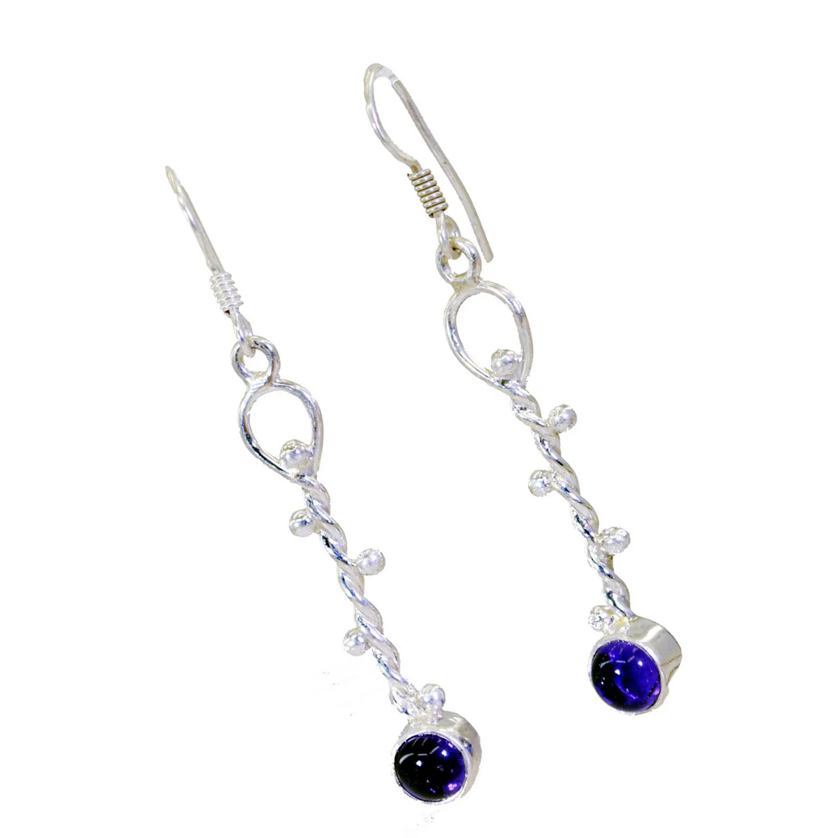 Amethyst African Sakura multiple Dangle Purple Silver Earring - Image 2