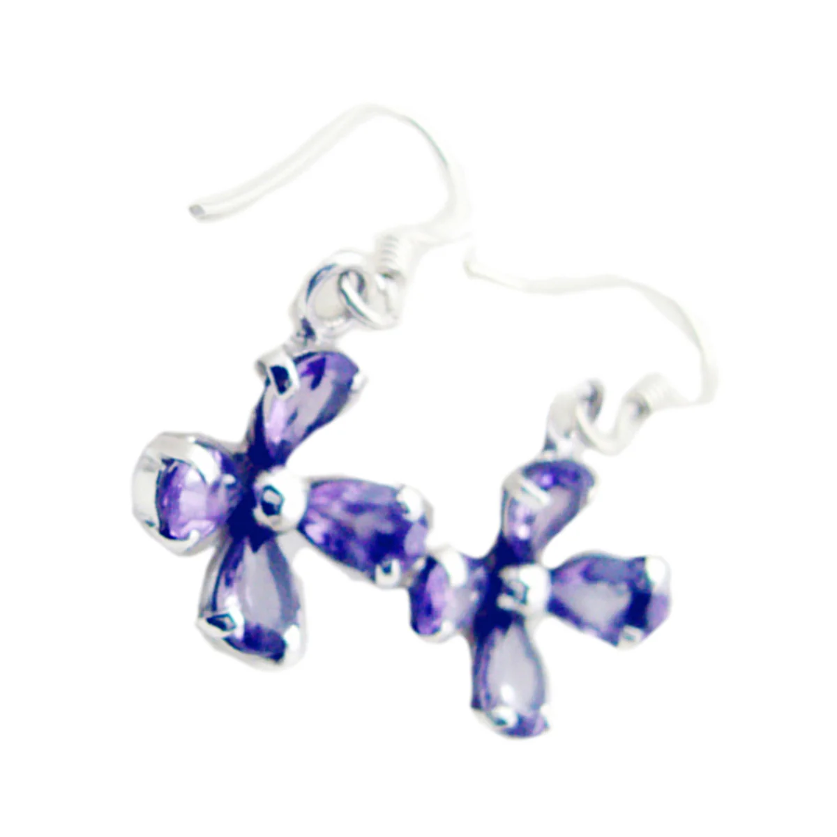 Amethyst African Yan multiple Dangle Purple Silver Earring - Image 2