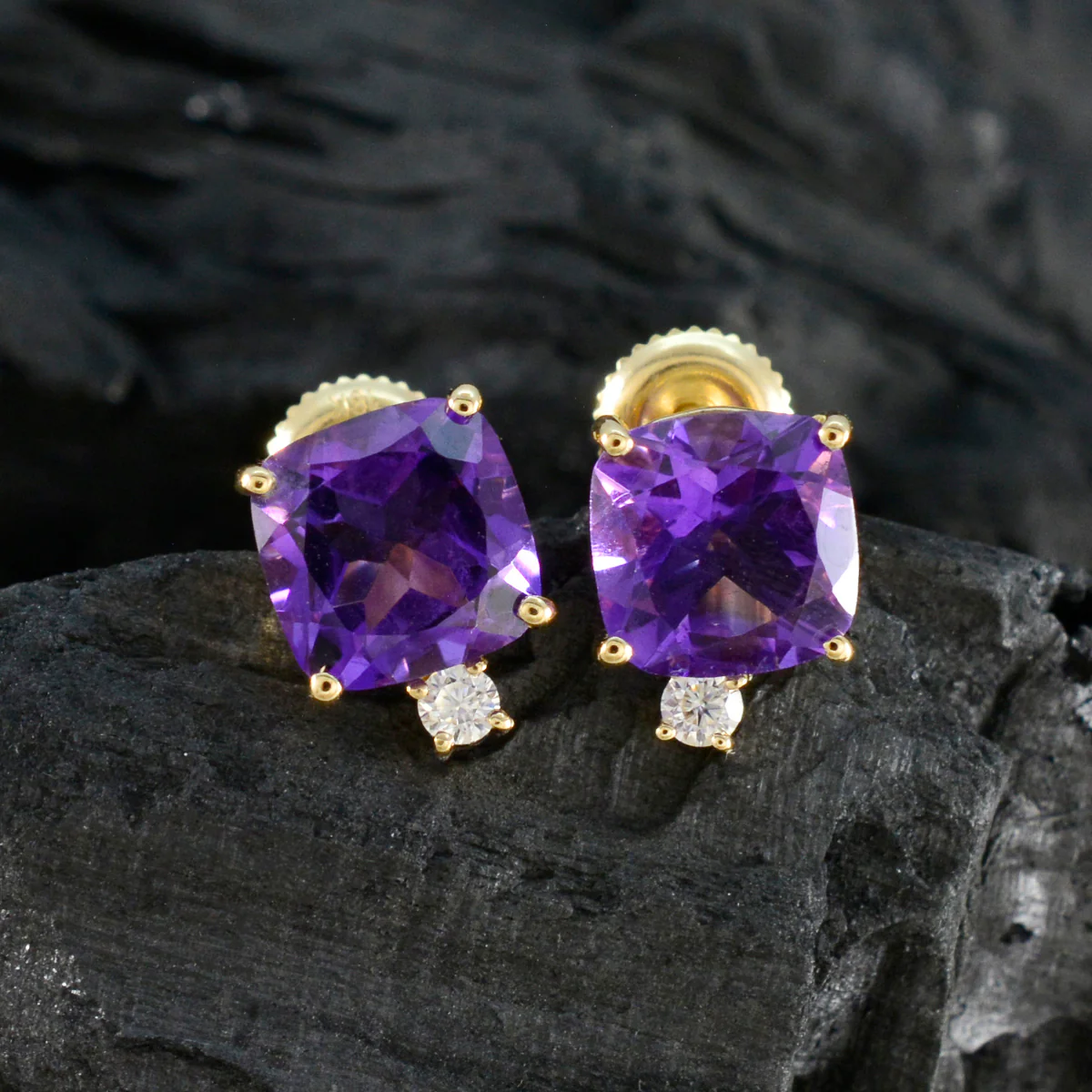 Amethyst American Aiko multiple Stud Purple Sterling Silver Earring - Image 6