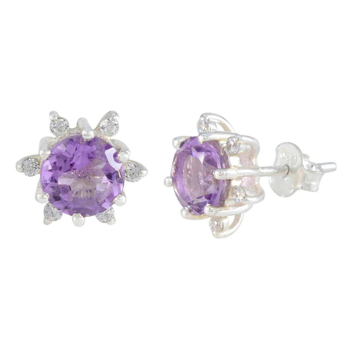 Amethyst American Ivy multiple Stud Purple 92.5 Silver Earring - Image 2