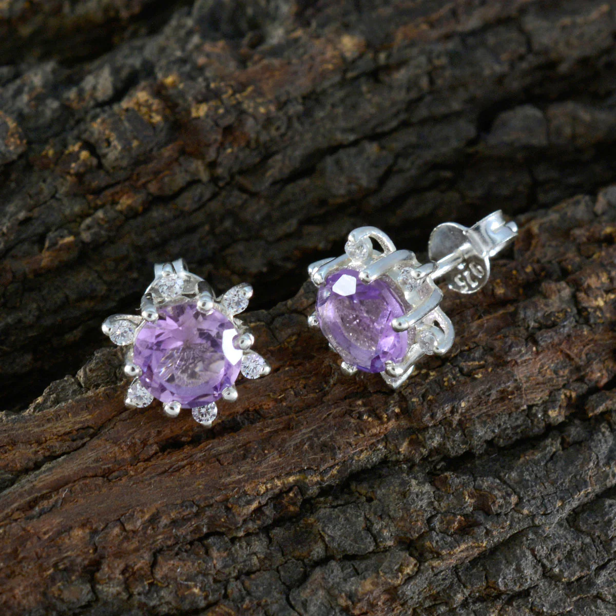 Amethyst American Ivy multiple Stud Purple 92.5 Silver Earring - Image 3