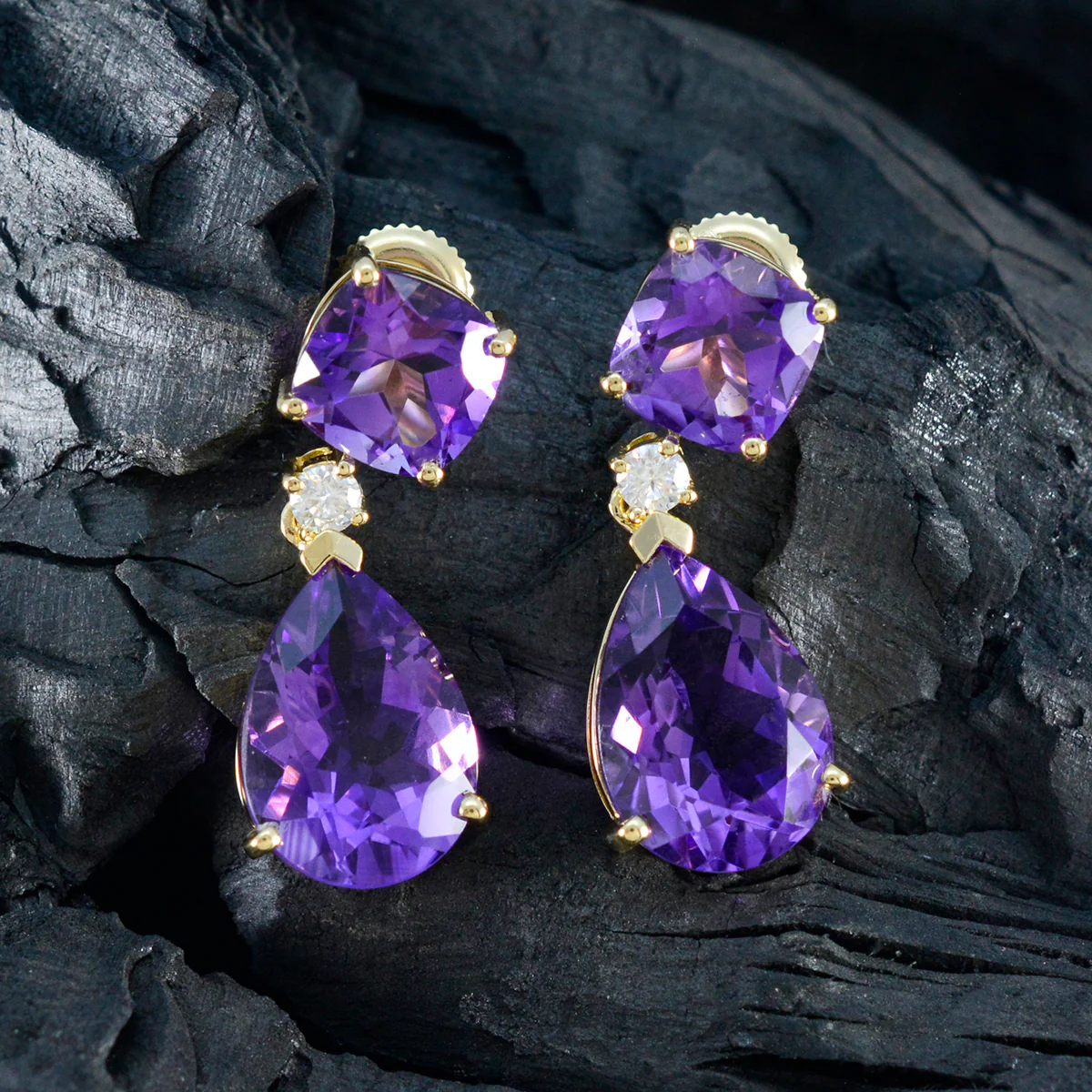 Amethyst American Riley multiple Dangle Purple 925 Silver Earring - Image 5