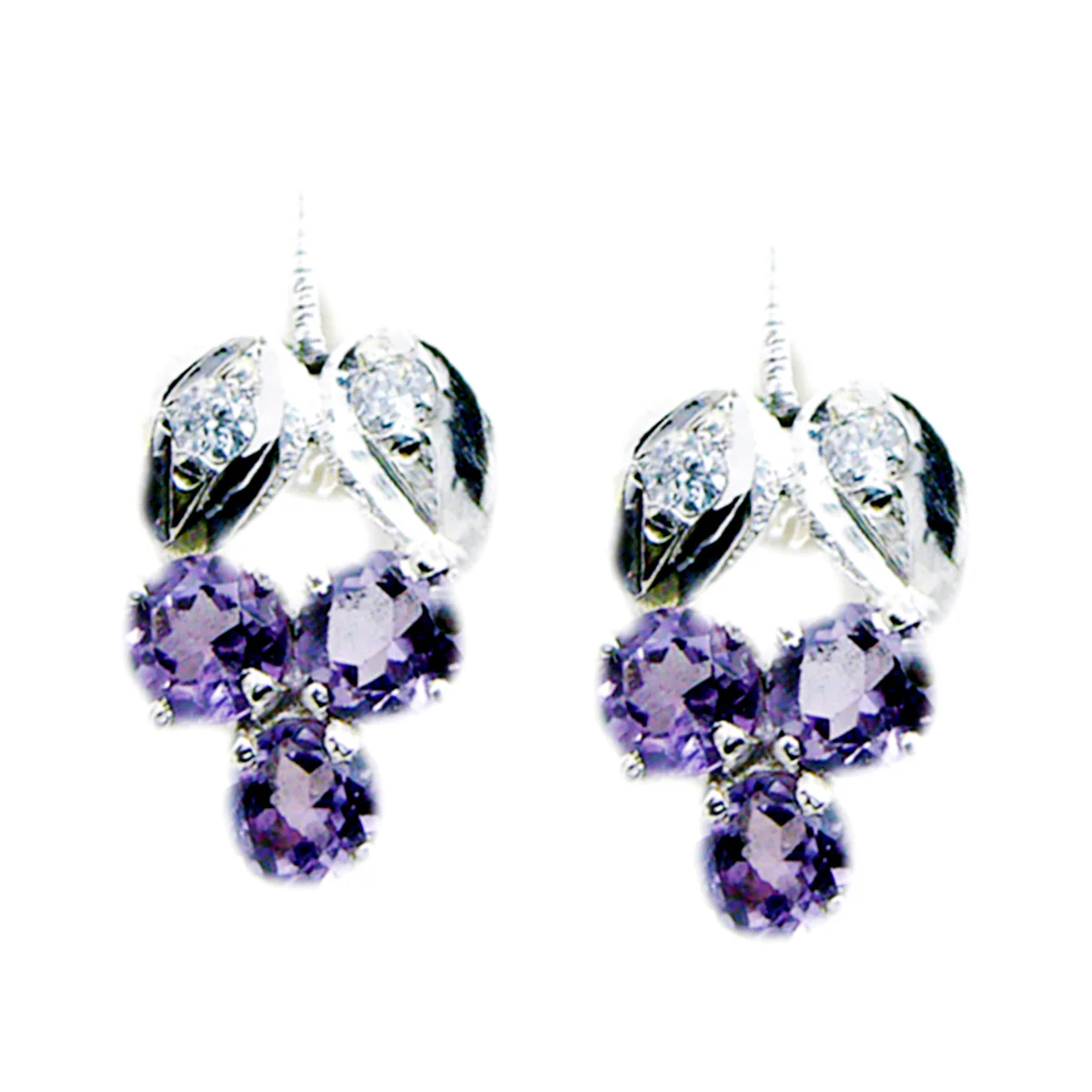 Amethyst Australian Fernanda multiple Stud Purple 925 Silver Earring