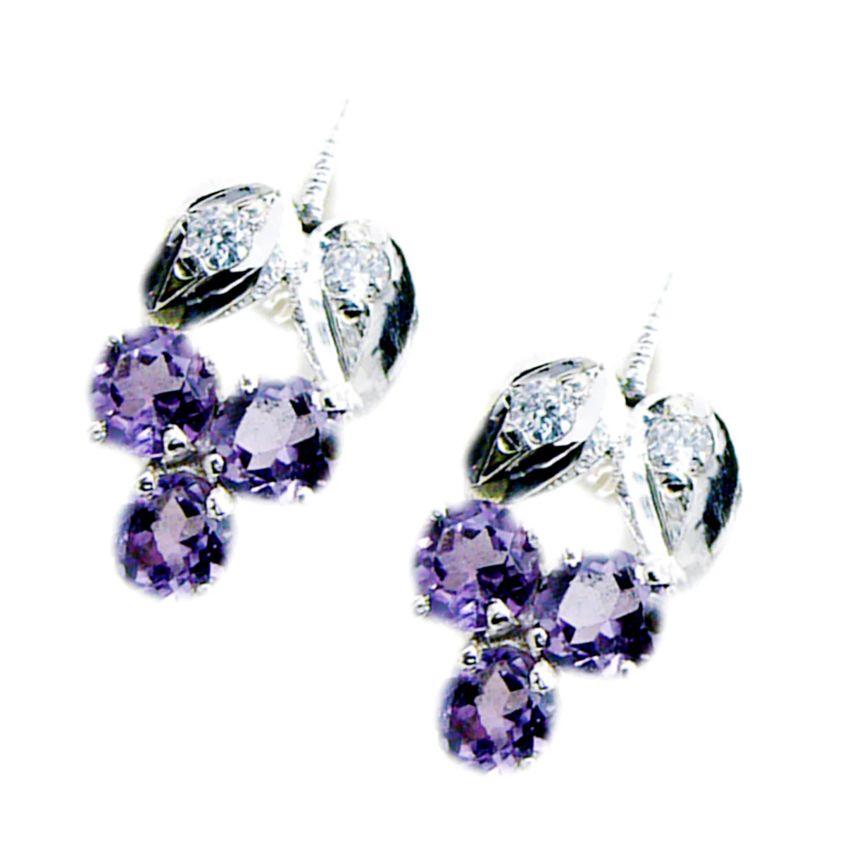 Amethyst Australian Fernanda multiple Stud Purple 925 Silver Earring - Image 2
