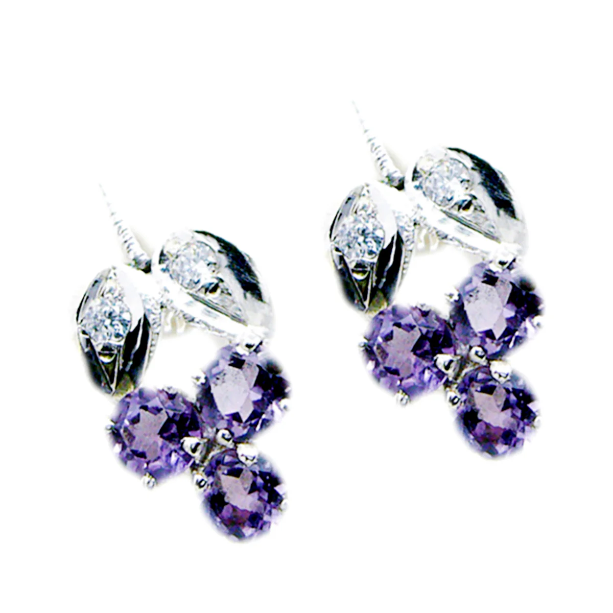 Amethyst Australian Fernanda multiple Stud Purple 925 Silver Earring - Image 3