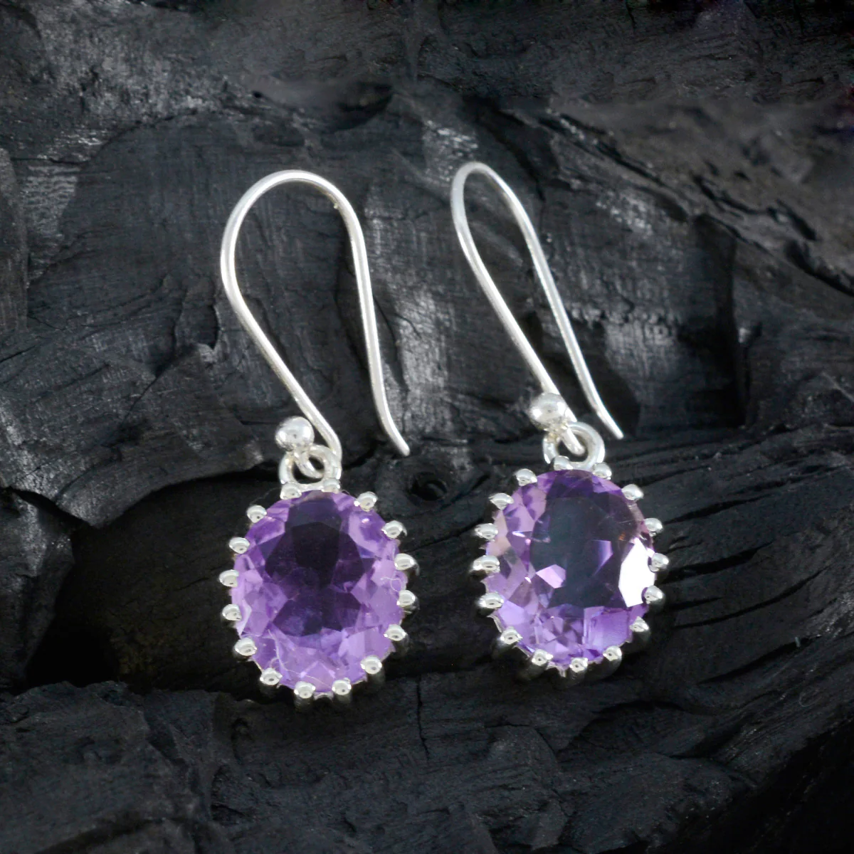 Amethyst Australian Grace Solitaire Dangle Purple 92.5 Silver Earring - Image 2