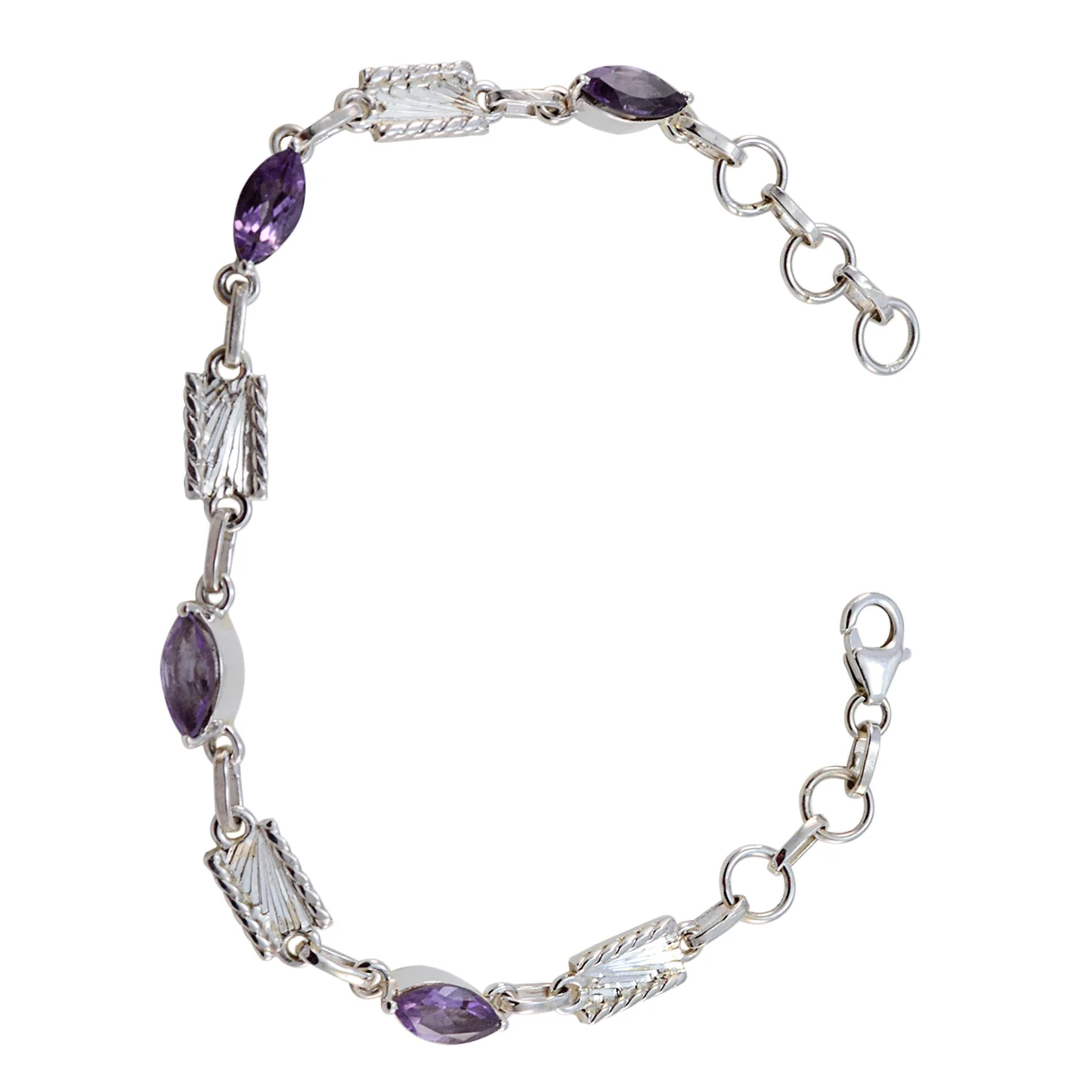 Amethyst Beginning of Spring Whisper-thin Purple Sterling Silver Links Bracelet - Image 3