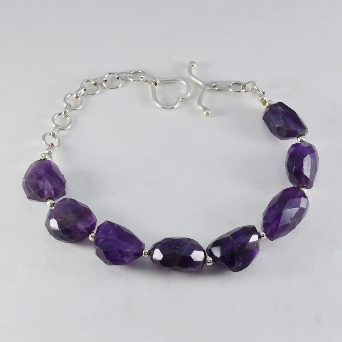 Amethyst Beginning of Summertime Essential Purple Silver Links Bracelet - Image 3