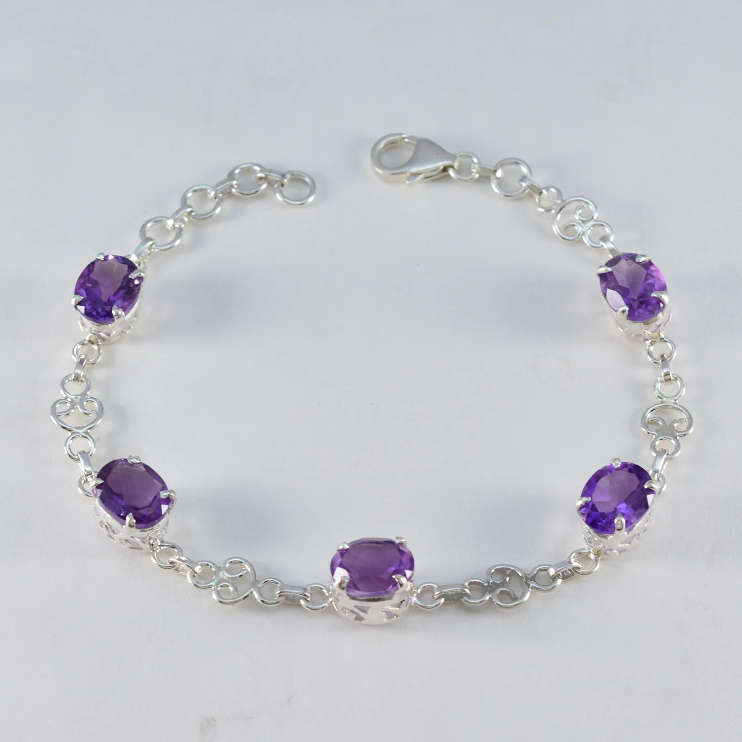 Amethyst Black Friday Featherlight Purple 925 Silver Links Bracelet - Image 2