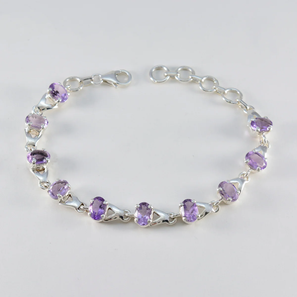 Amethyst Black History Month Slim Purple Silver Links Bracelet - Image 2