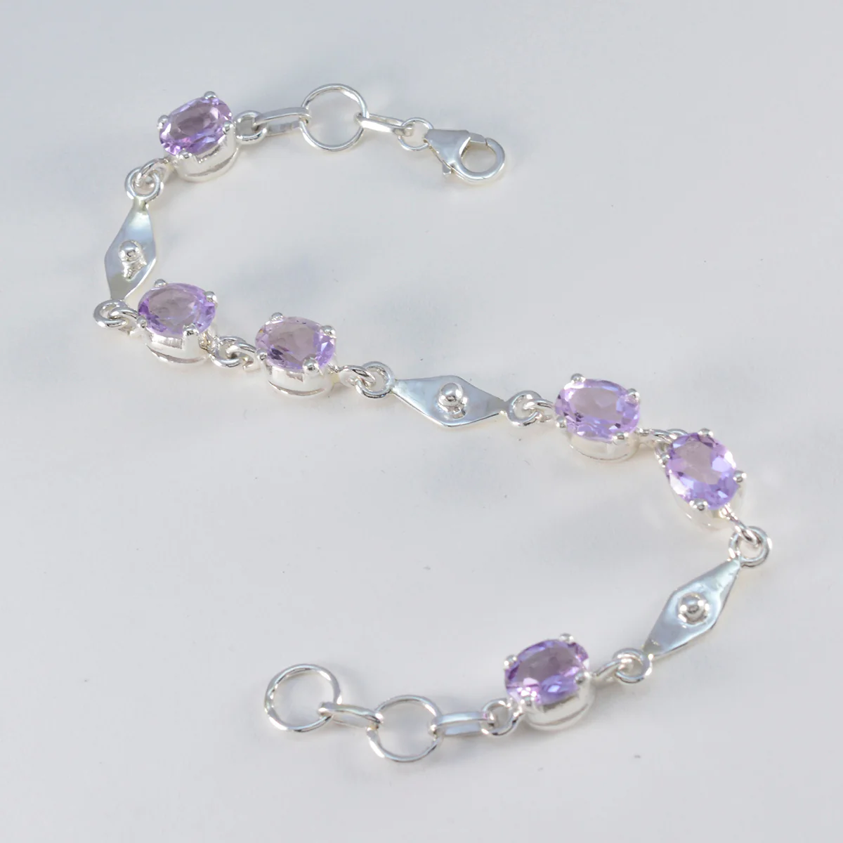 Amethyst Blue Monday Slim Purple Sterling Silver Links Bracelet - Image 3