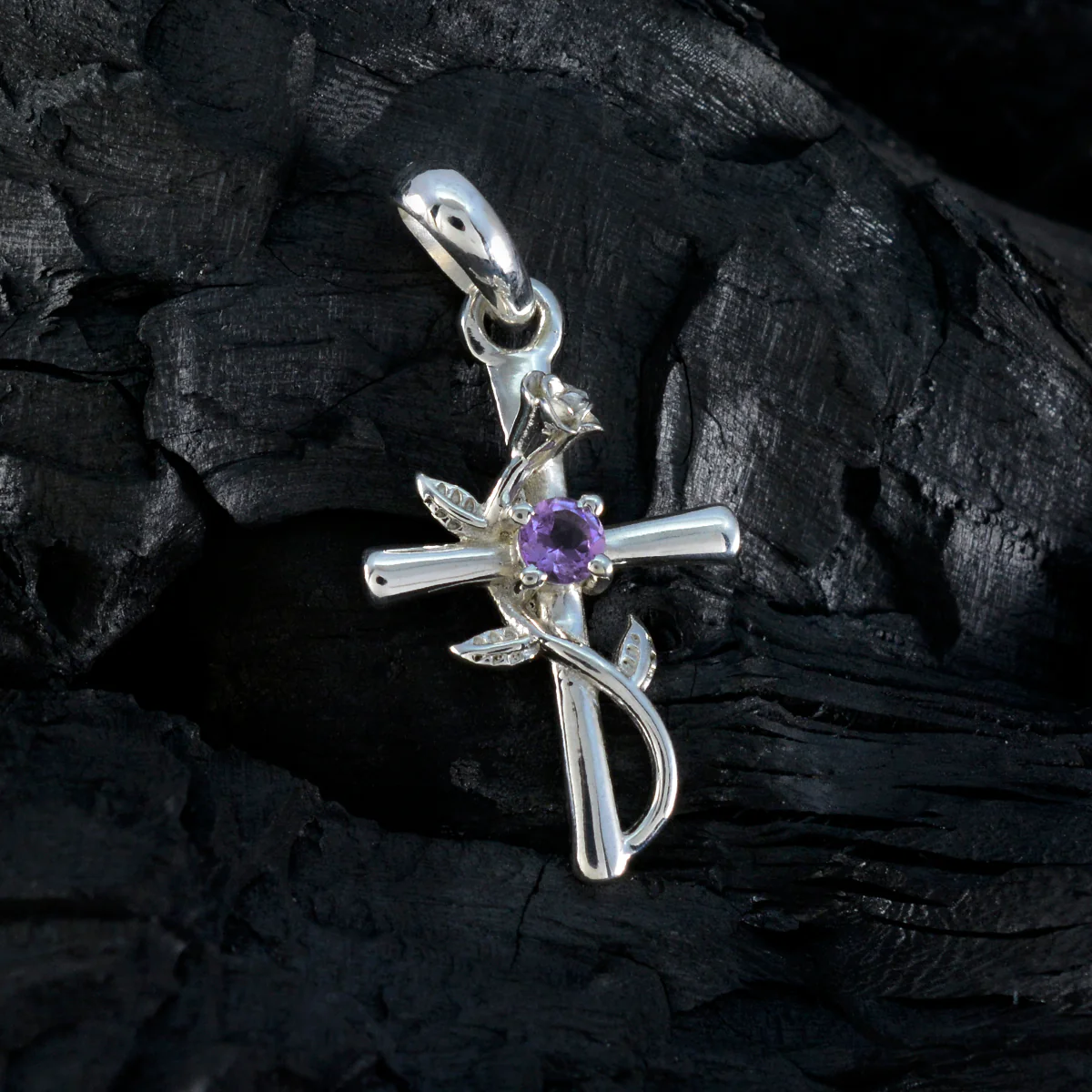 Amethyst Dainty French 92.5 Silver Solitaire Ellie Trendy Purple Pendant Jewellery - Image 3