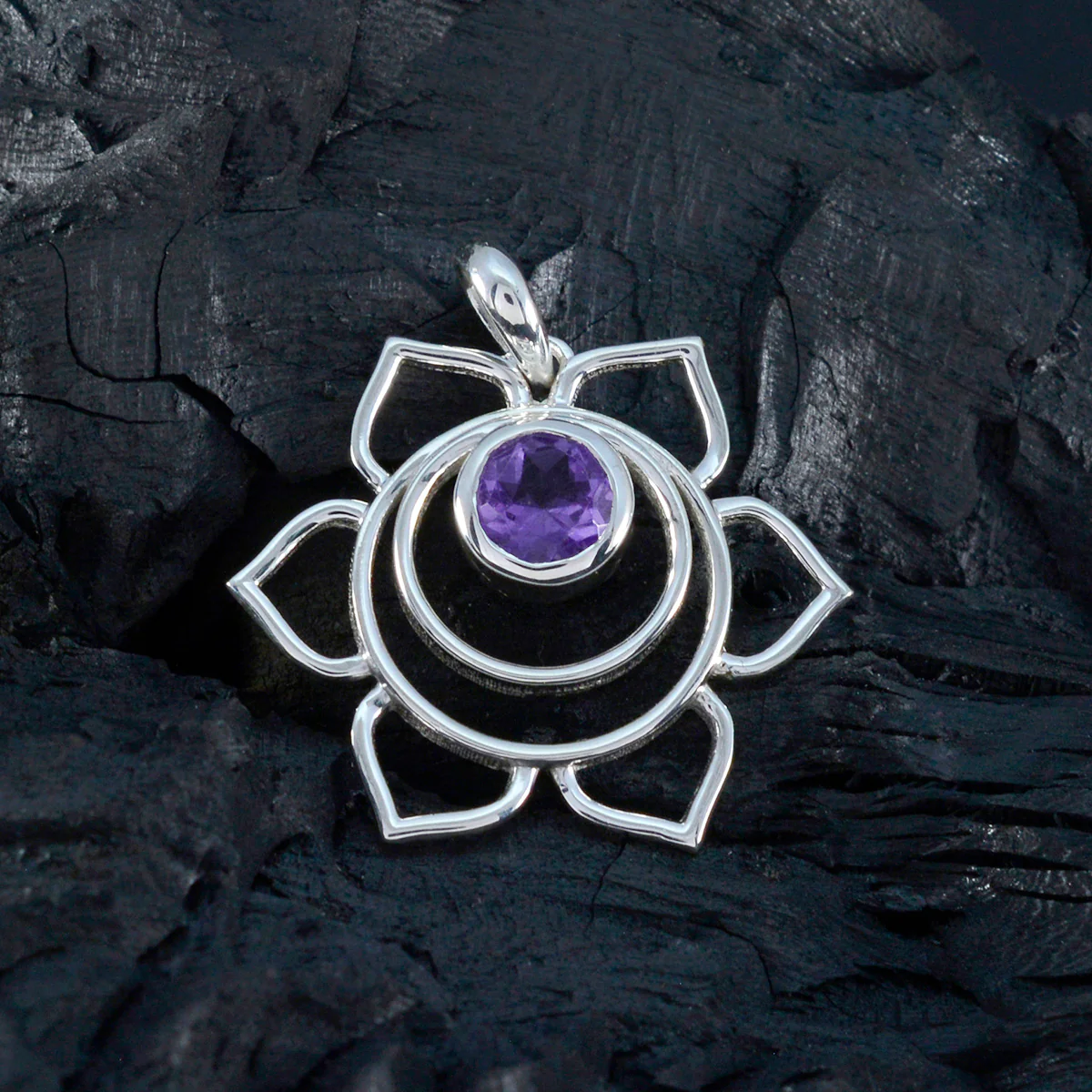 Amethyst Dainty French Silver Solitaire Grace Rope-Wire Purple Pendant Jewelry - Image 3