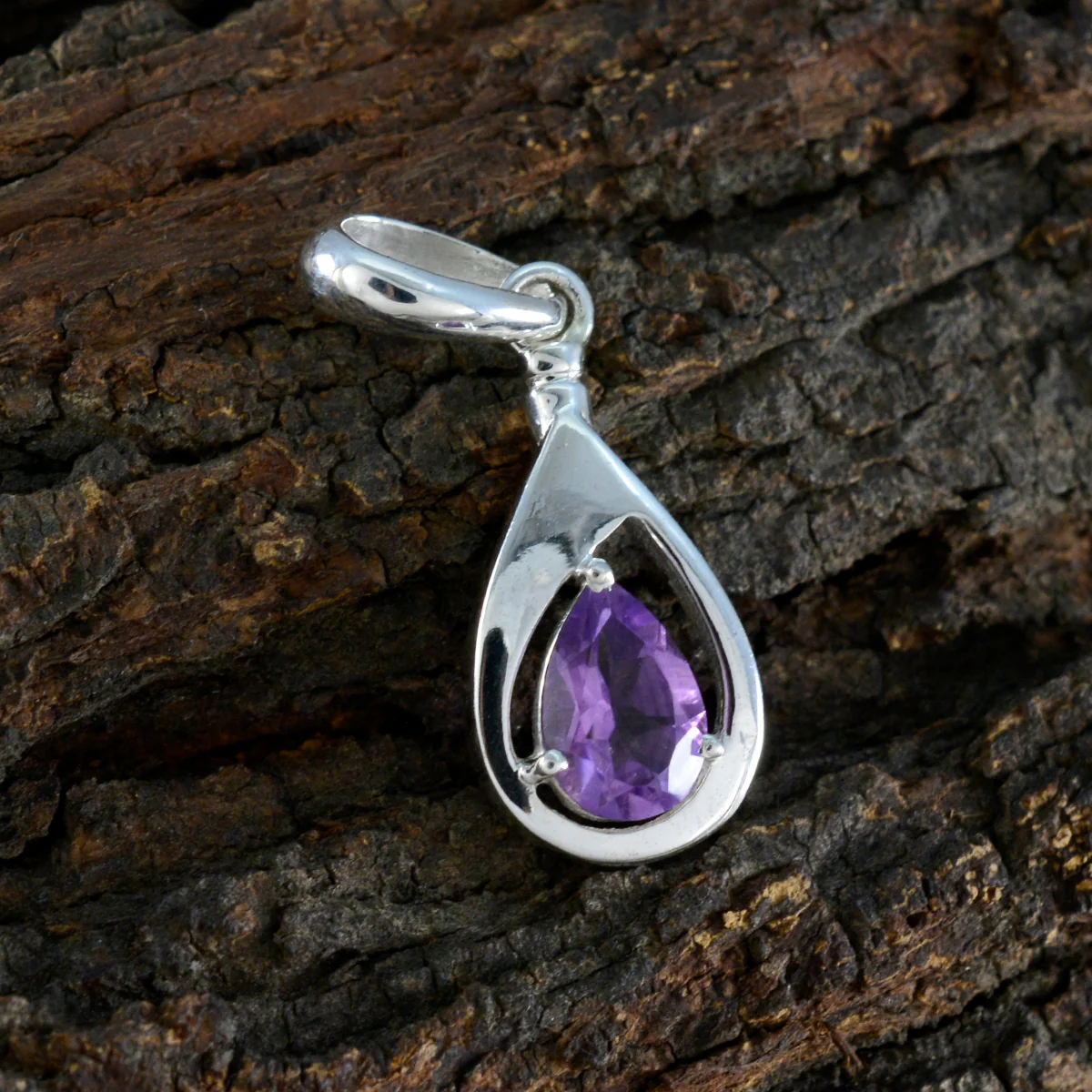 Amethyst Dainty Italian Sterling Silver Solitaire Eliza Contemporary Purple Pendant Jewellery - Image 2