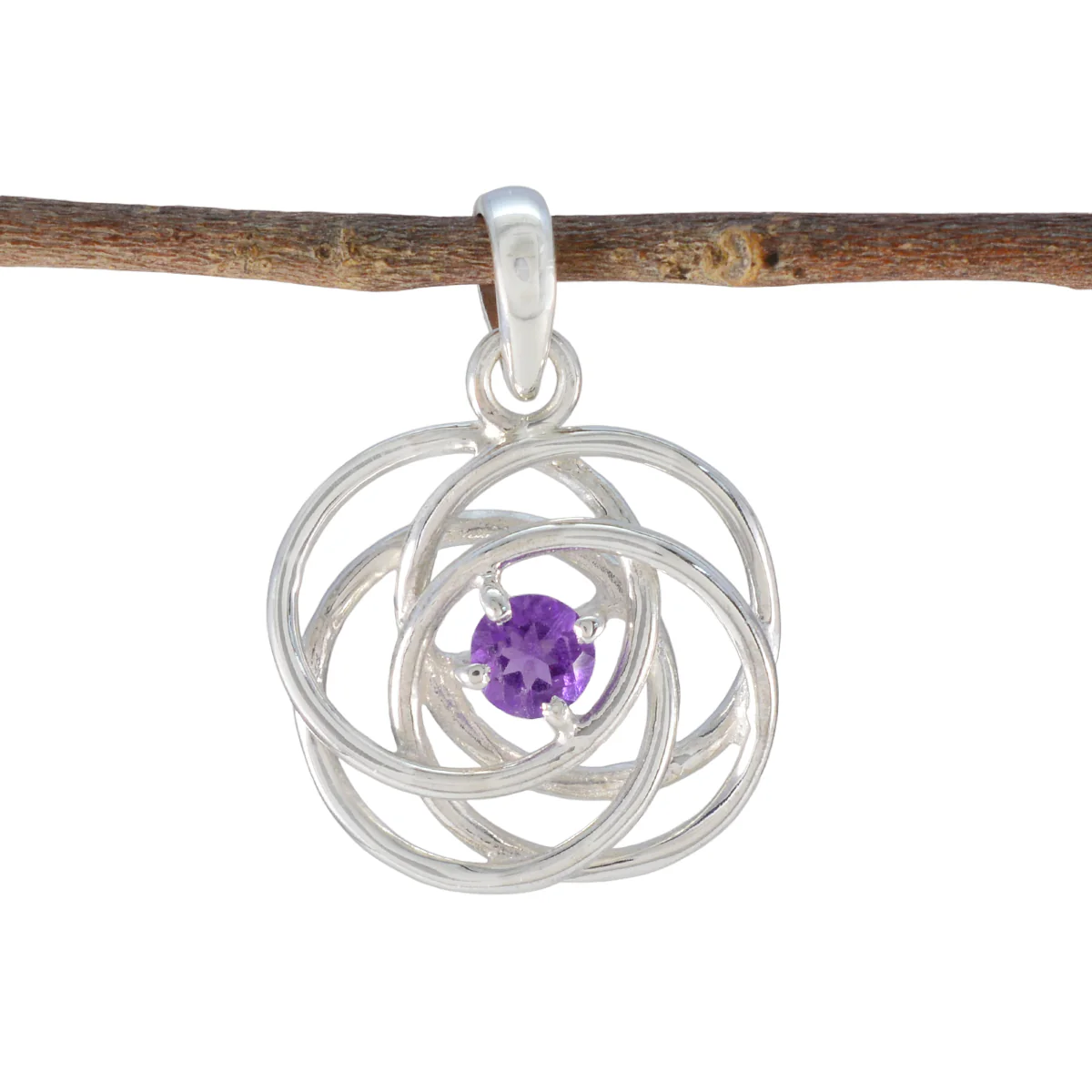 Amethyst Delicate German 925 Silver Solitaire Teresa Filigree Purple Pendant Jewelry