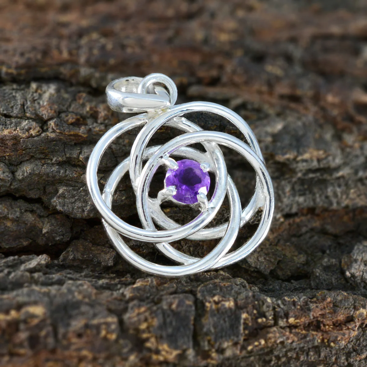 Amethyst Delicate German 925 Silver Solitaire Teresa Filigree Purple Pendant Jewelry - Image 3