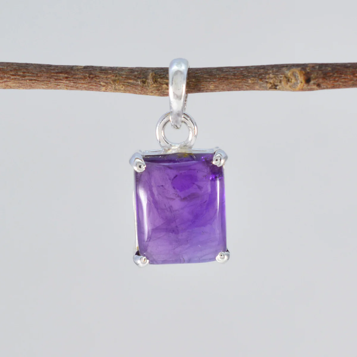 Amethyst Delicate Italian 925 Silver Solitaire Luna Graceful Purple Pendant Jewelry - Image 2