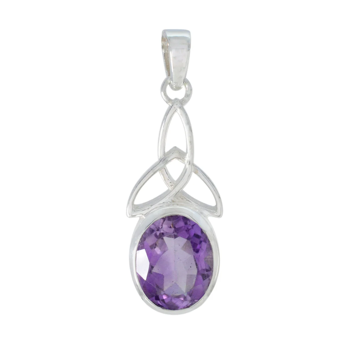 Amethyst Delicate Italian Sterling Silver Solitaire Rebeca Claddagh Purple Pendant Jewellery