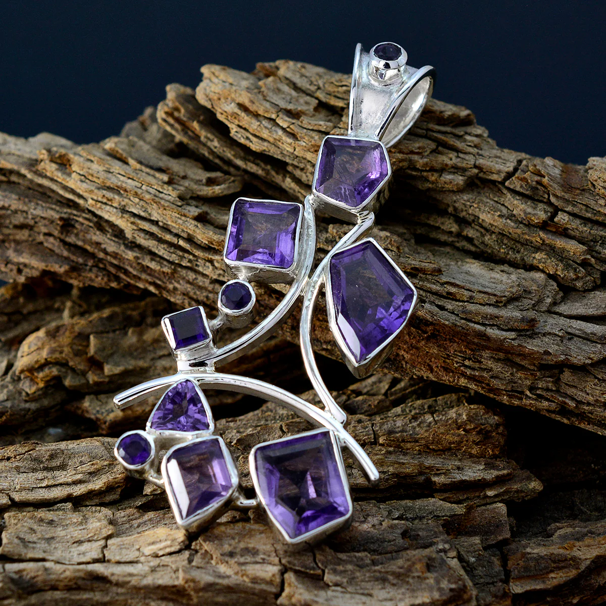 Amethyst Edgy Russian Sterling Silver multiple Tereza Luxurious Purple Pendant Jewellery - Image 2