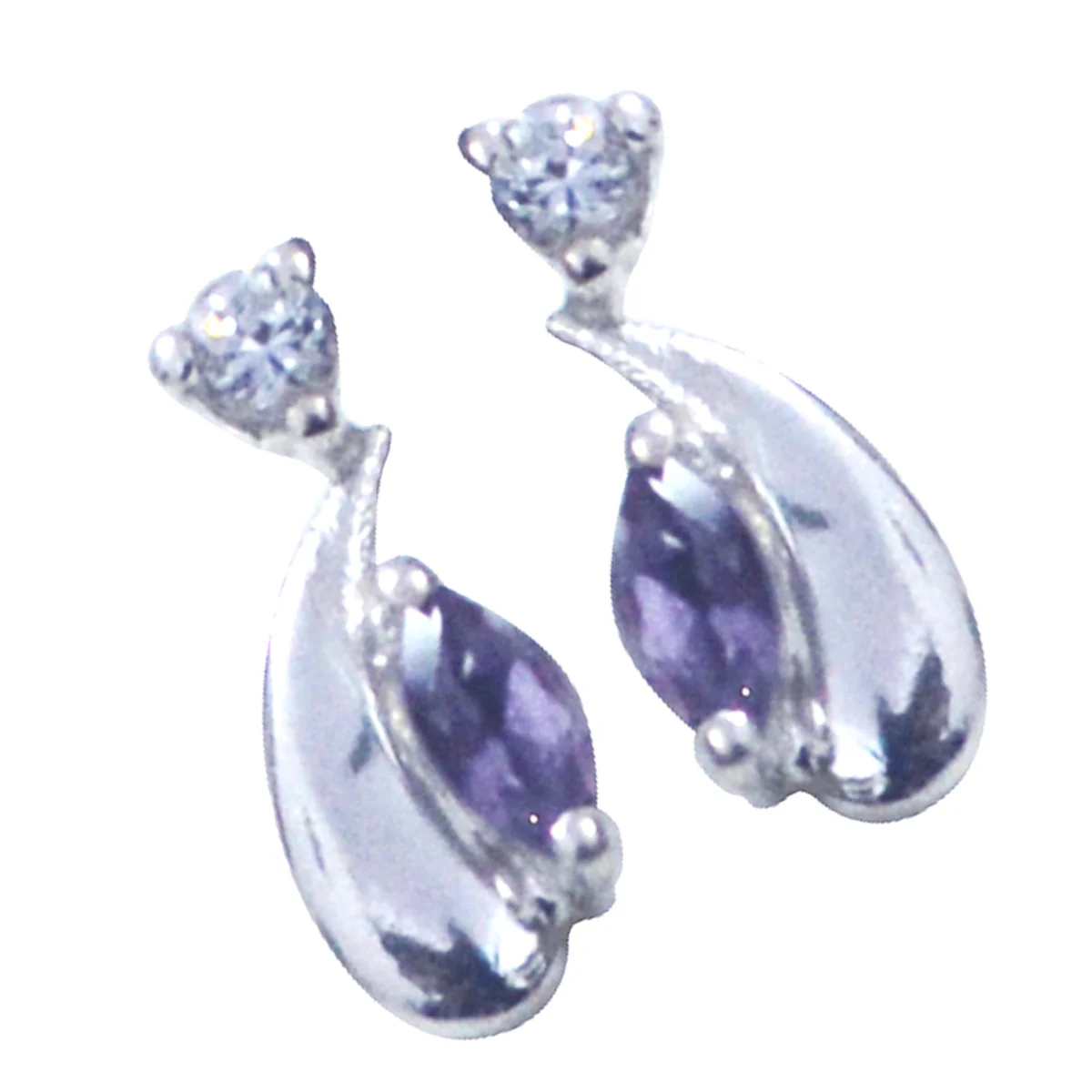 Amethyst Egyptian Julieta multiple Stud Purple Silver Earring - Image 3