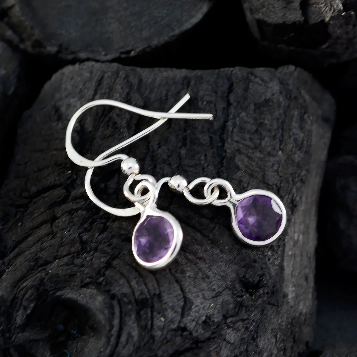 Amethyst Egyptian Nayara multiple Dangle Purple Sterling Silver Earring - Image 2
