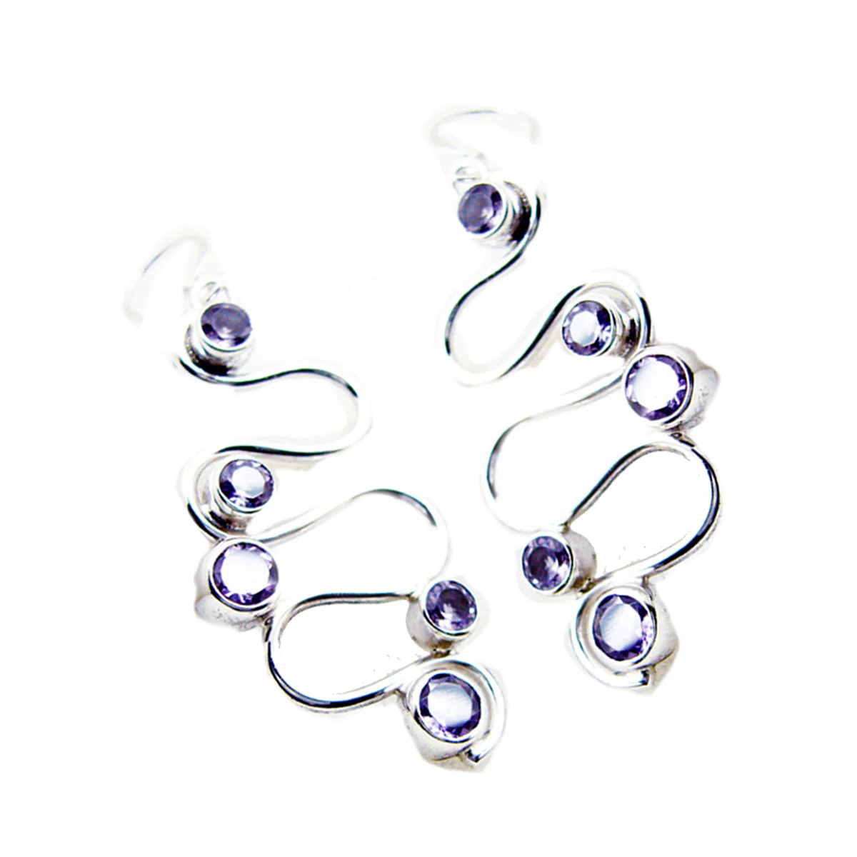Amethyst Egyptian Rebeca multiple Dangle Purple Sterling Silver Earring - Image 3