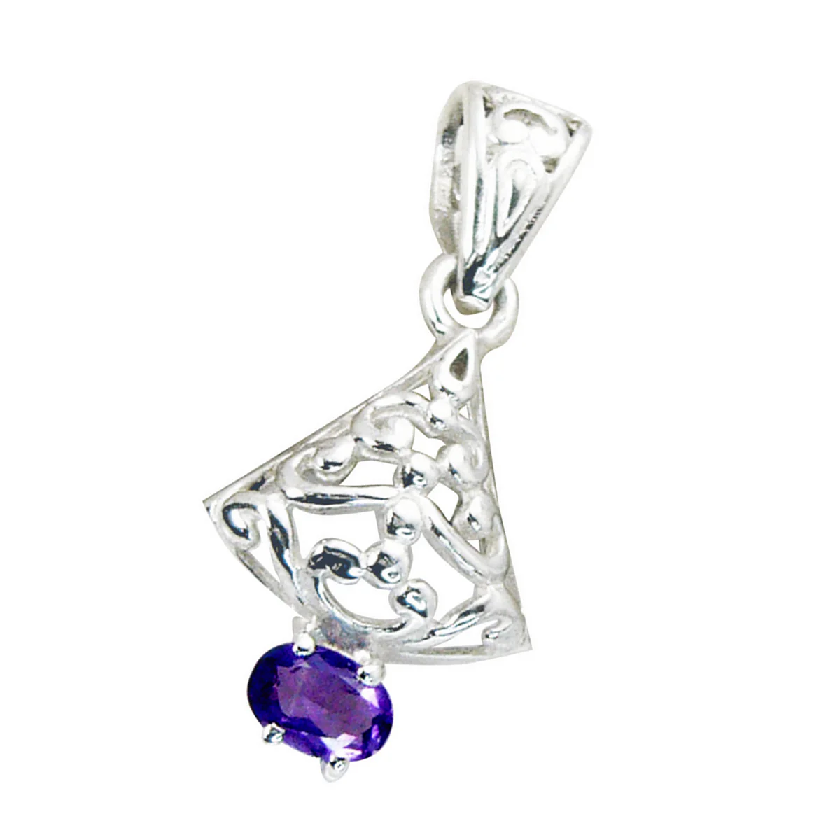 Amethyst Featherlight French Silver Solitaire Lourdes Love Purple Pendant Jewelry - Image 3