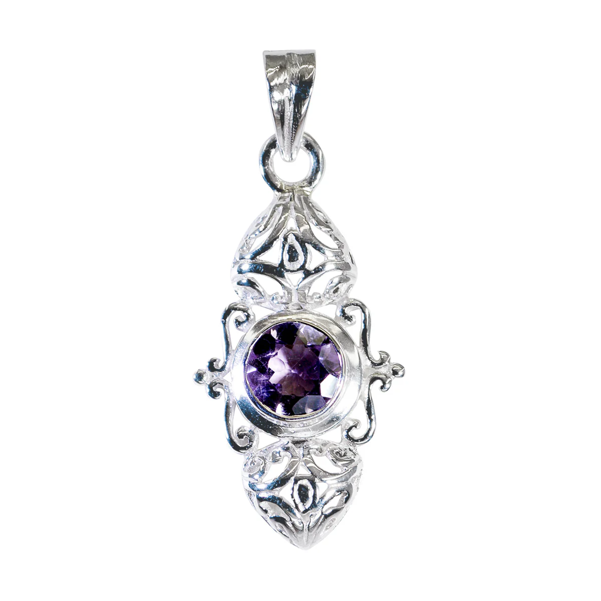 Amethyst Featherlight Italian 925 Silver Solitaire Isabel Victorian Purple Pendant Jewelry - Image 2