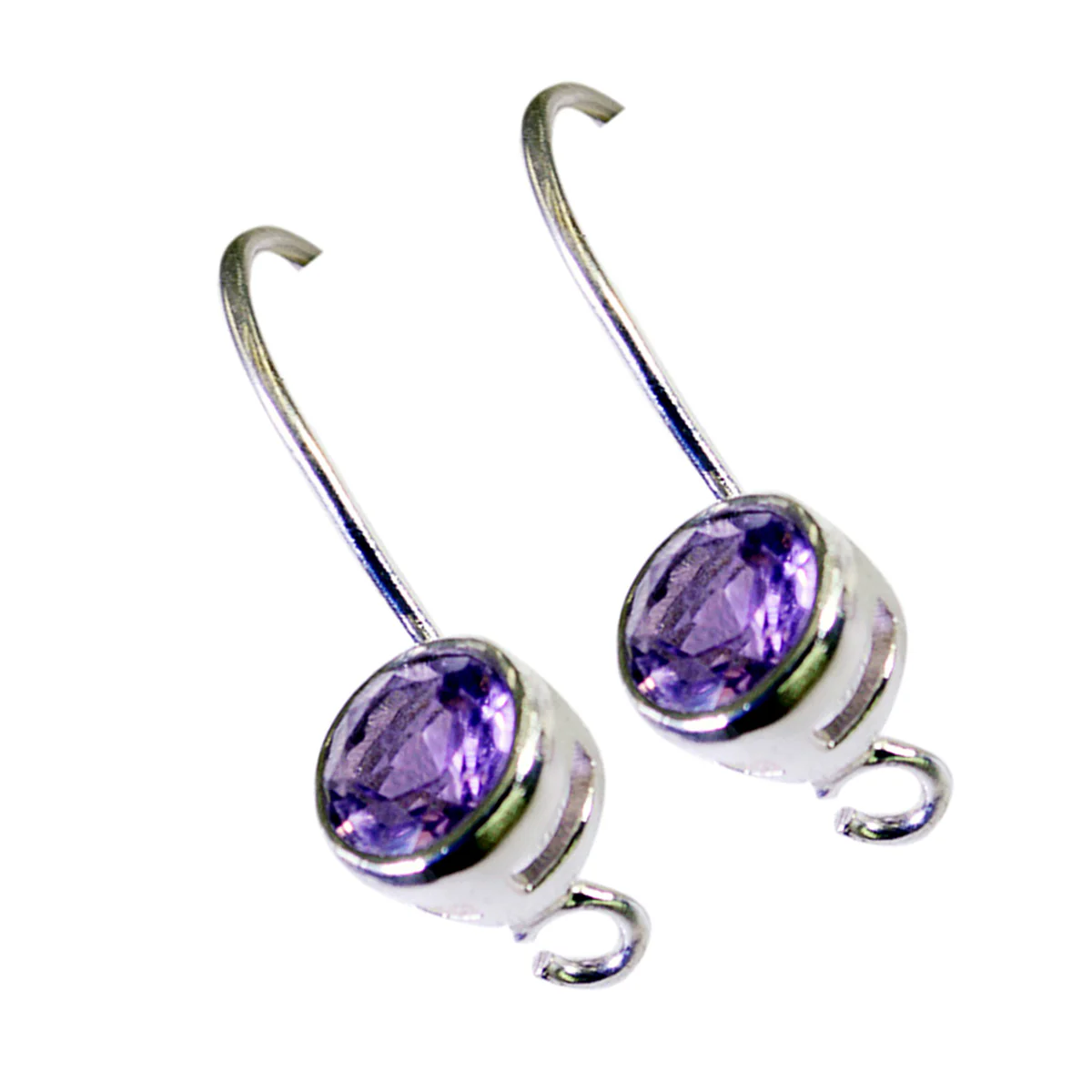 Amethyst German Greta Solitaire Dangle Purple Sterling Silver Earring - Image 2