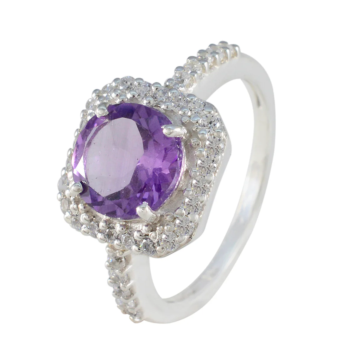 Amethyst Halo African 925 Silver Purple Gems Tiny Love Ring Jewellery - Image 2