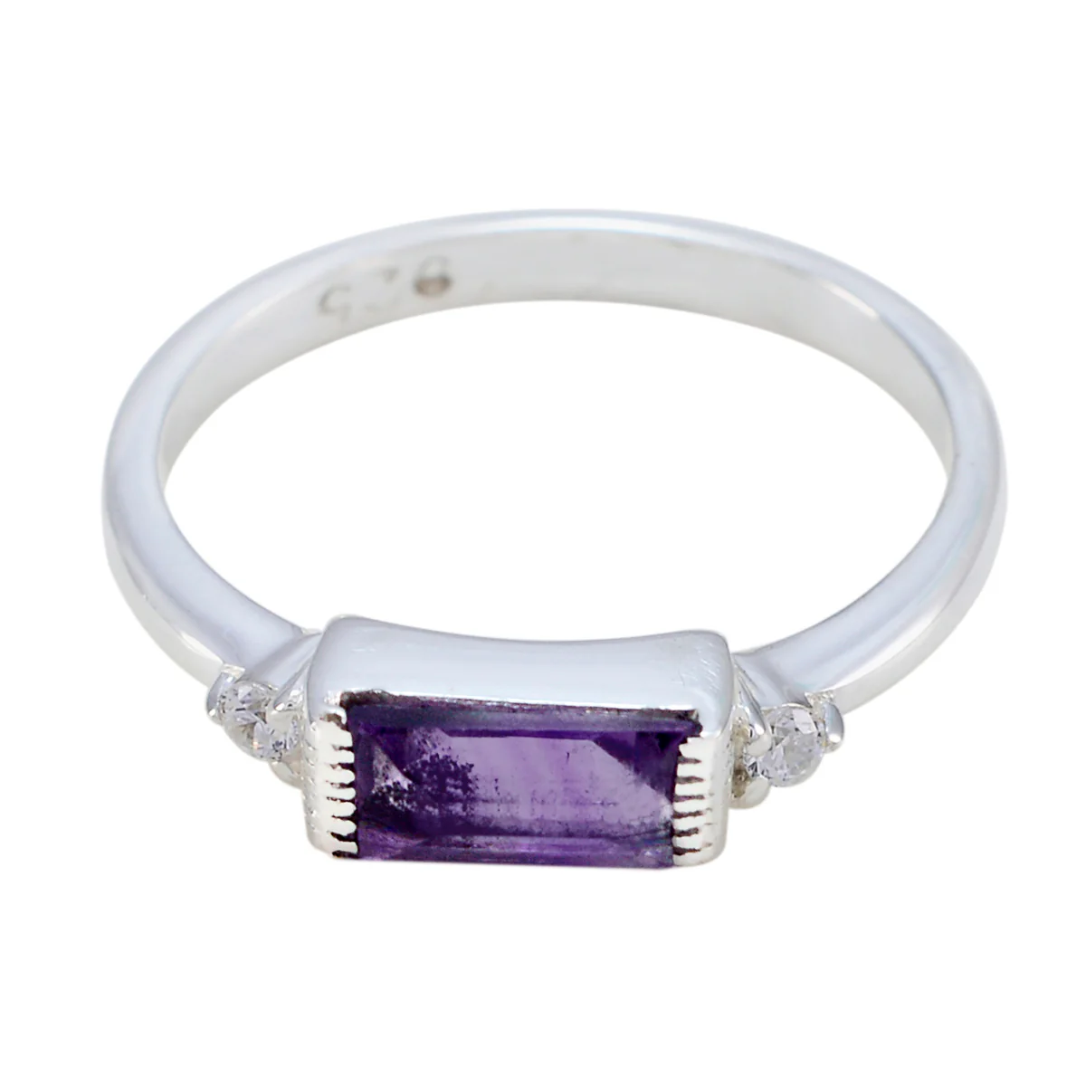 Amethyst Halo American 92.5 Silver Purple Gemstone Delicate Trendy Ring Jewellery