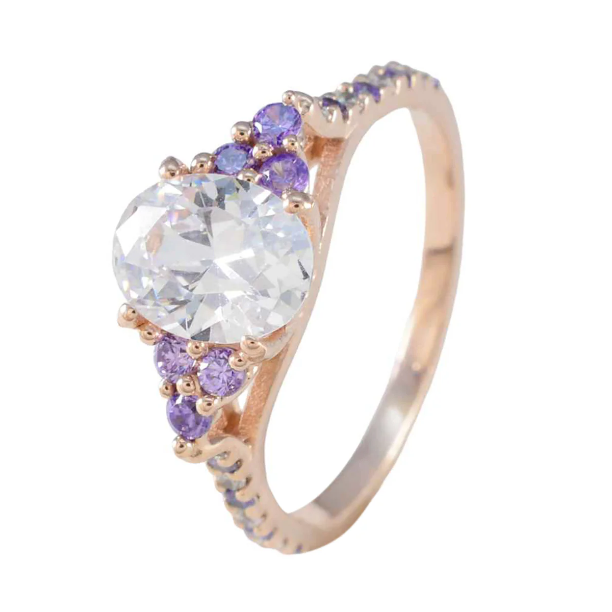 Amethyst Halo American 925 Silver Purple Gemstone Delicate Trendy Ring Jewellery - Image 2