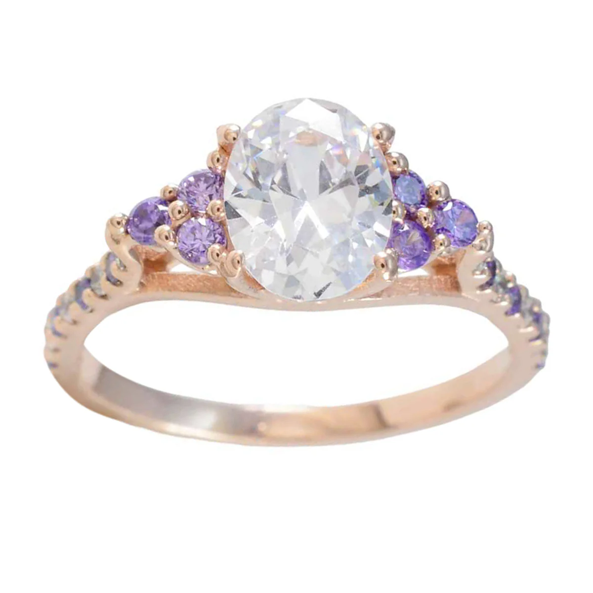 Amethyst Halo American 925 Silver Purple Gemstone Delicate Trendy Ring Jewellery - Image 3