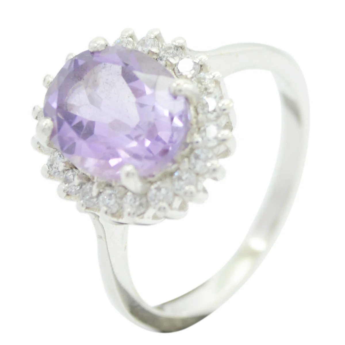 Amethyst Halo American 925 Silver Purple Gemstone Whisper-thin Sophisticated Ring Jewellery