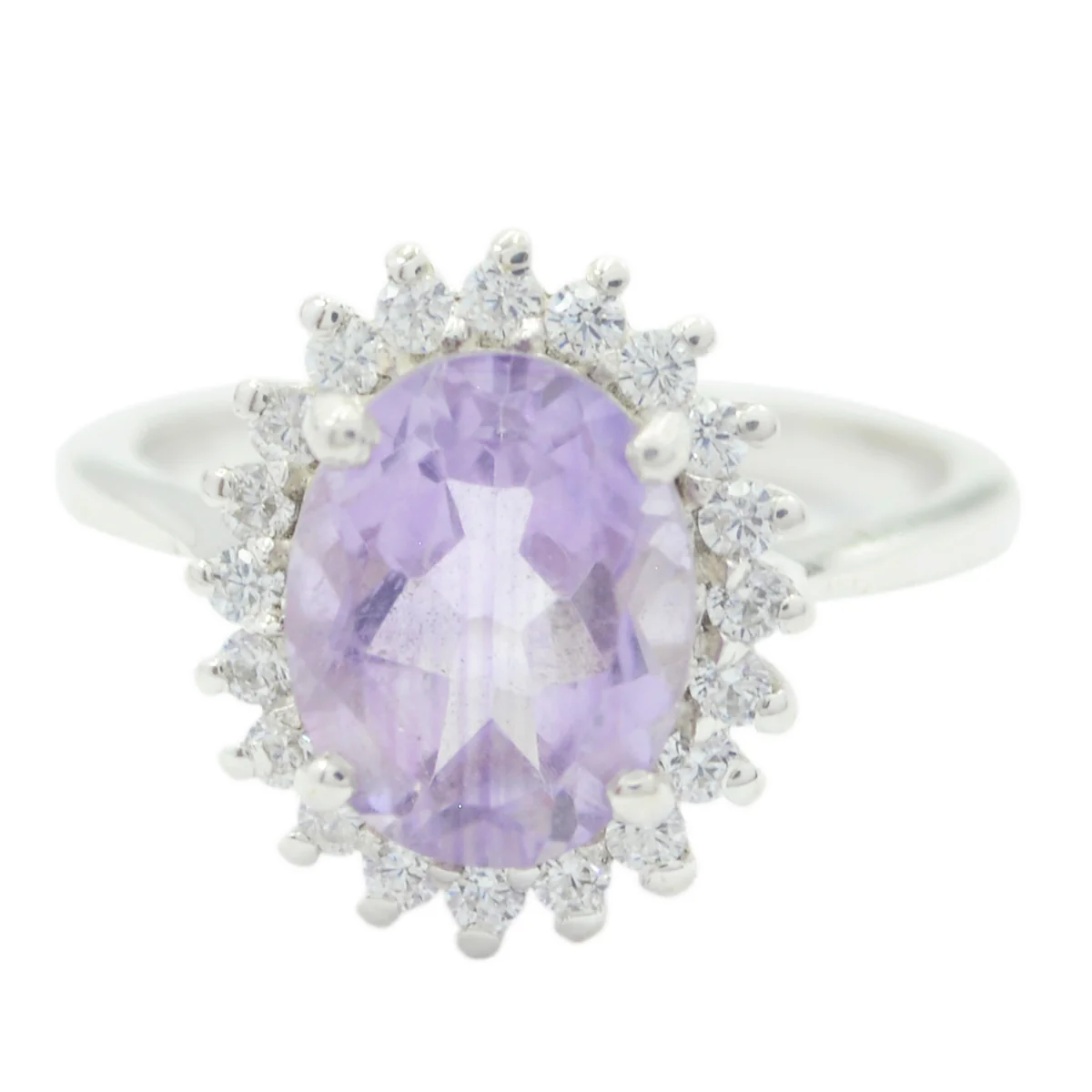 Amethyst Halo American 925 Silver Purple Gemstone Whisper-thin Sophisticated Ring Jewellery - Image 2