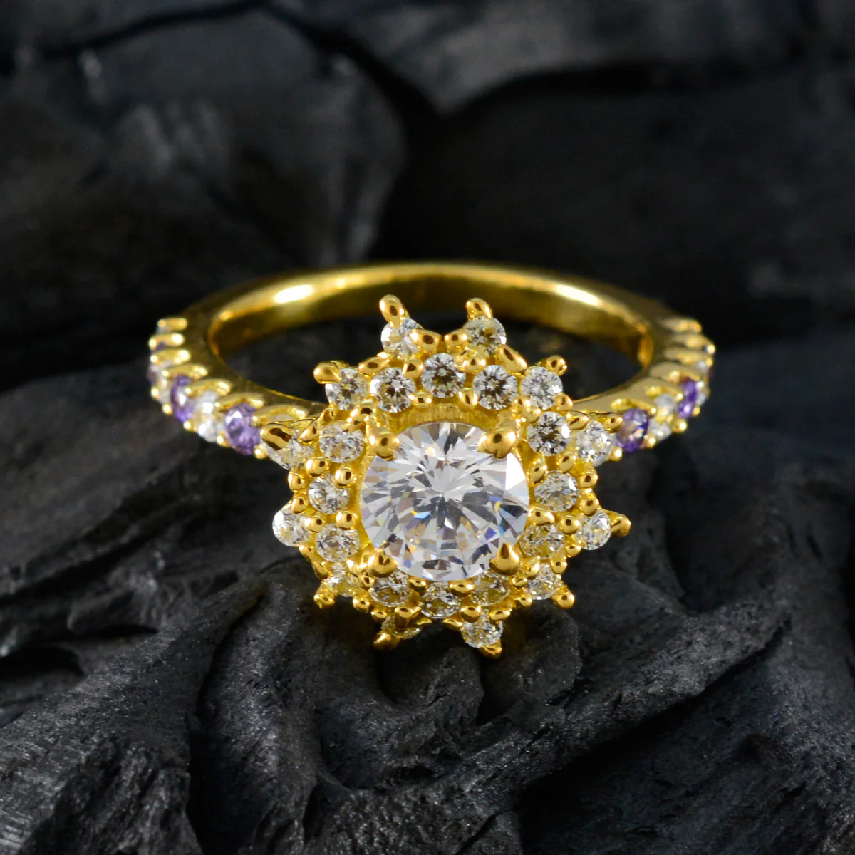 Amethyst Halo American 925 Silver Purple Gemstone Whisper-thin valentine Ring Jewellery - Image 4
