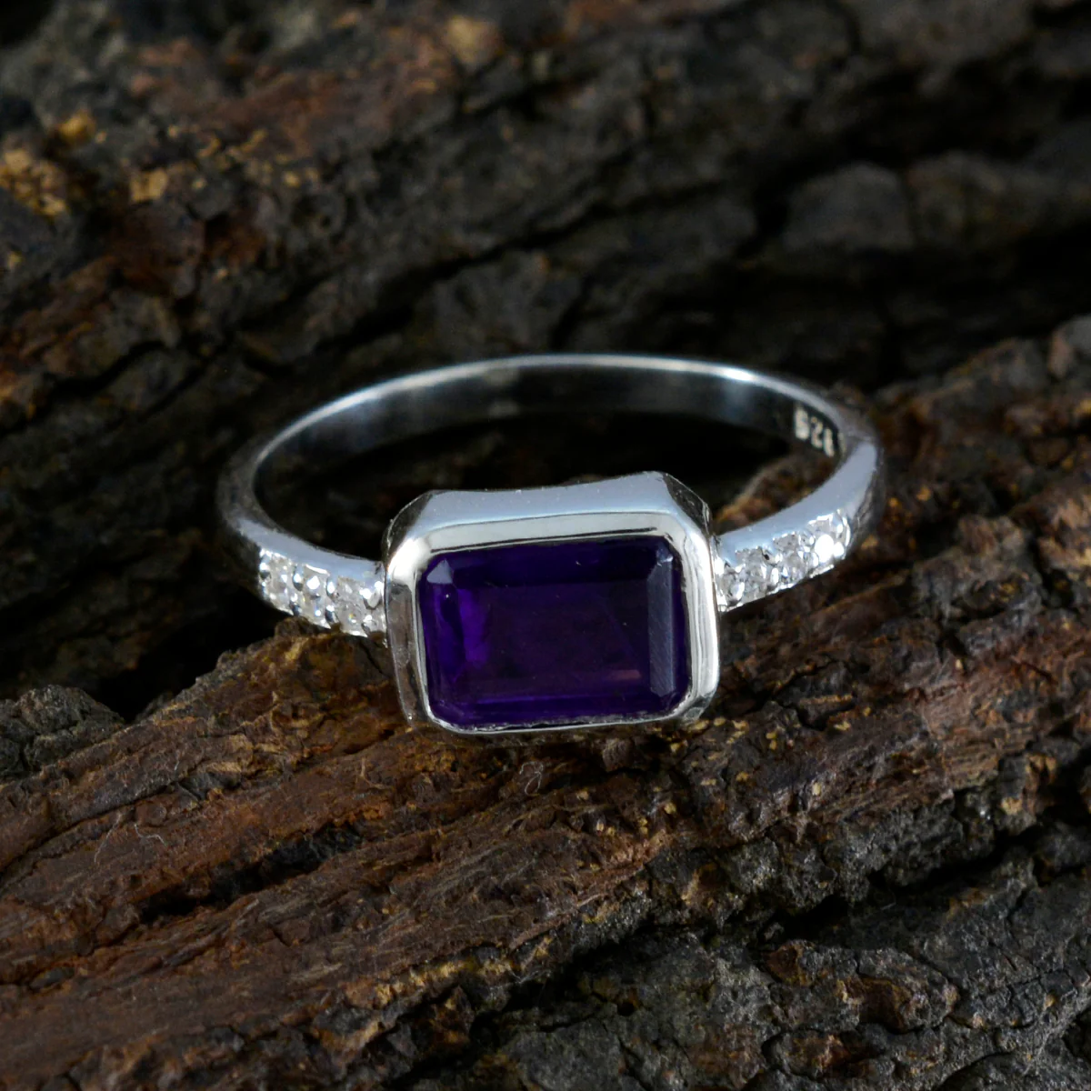 Amethyst Halo American Sterling Silver Purple Gemstones Delicate Trendy Ring Jewellery - Image 3