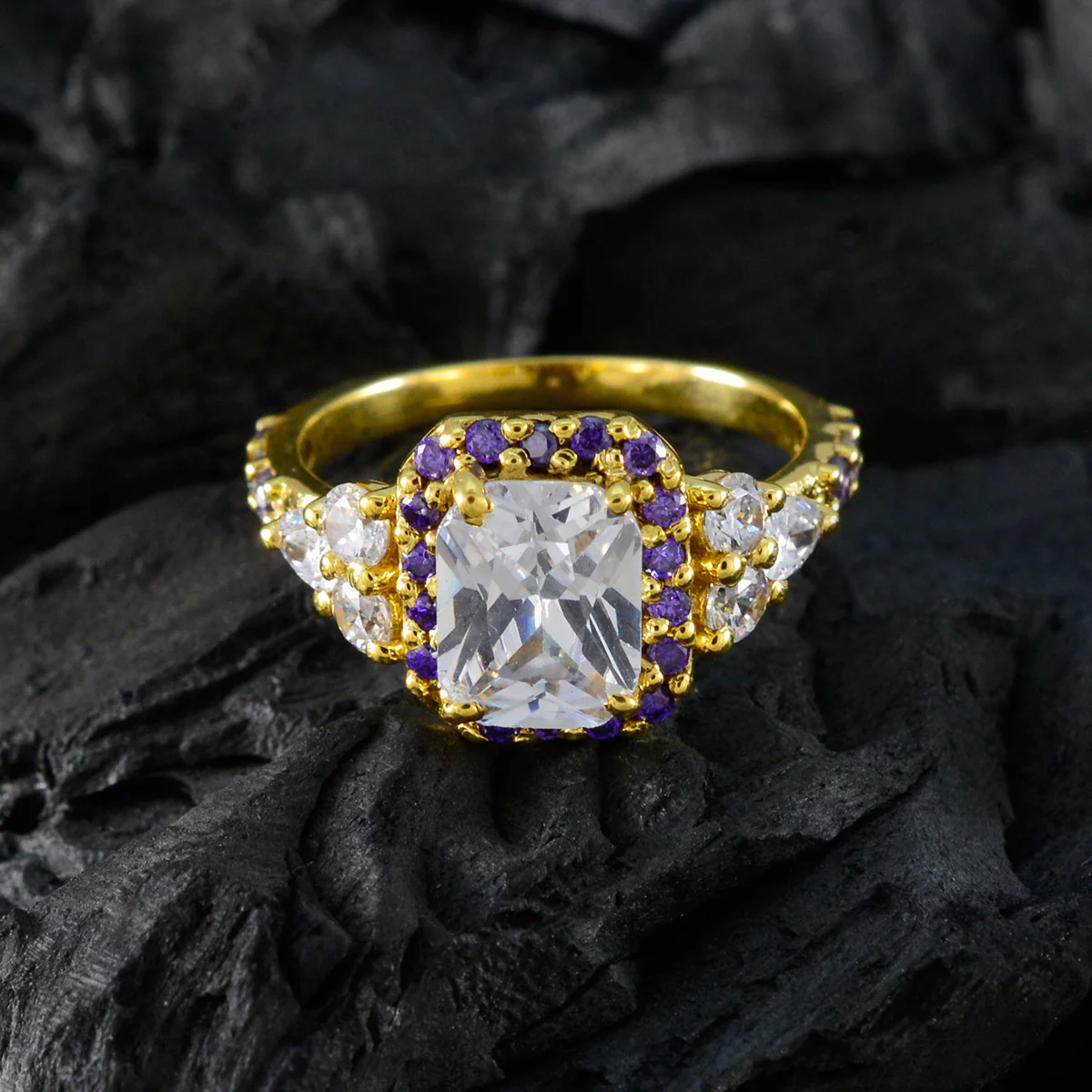 Amethyst Halo American Sterling Silver Purple Gemstones Slim valentine Ring Jewellery - Image 4