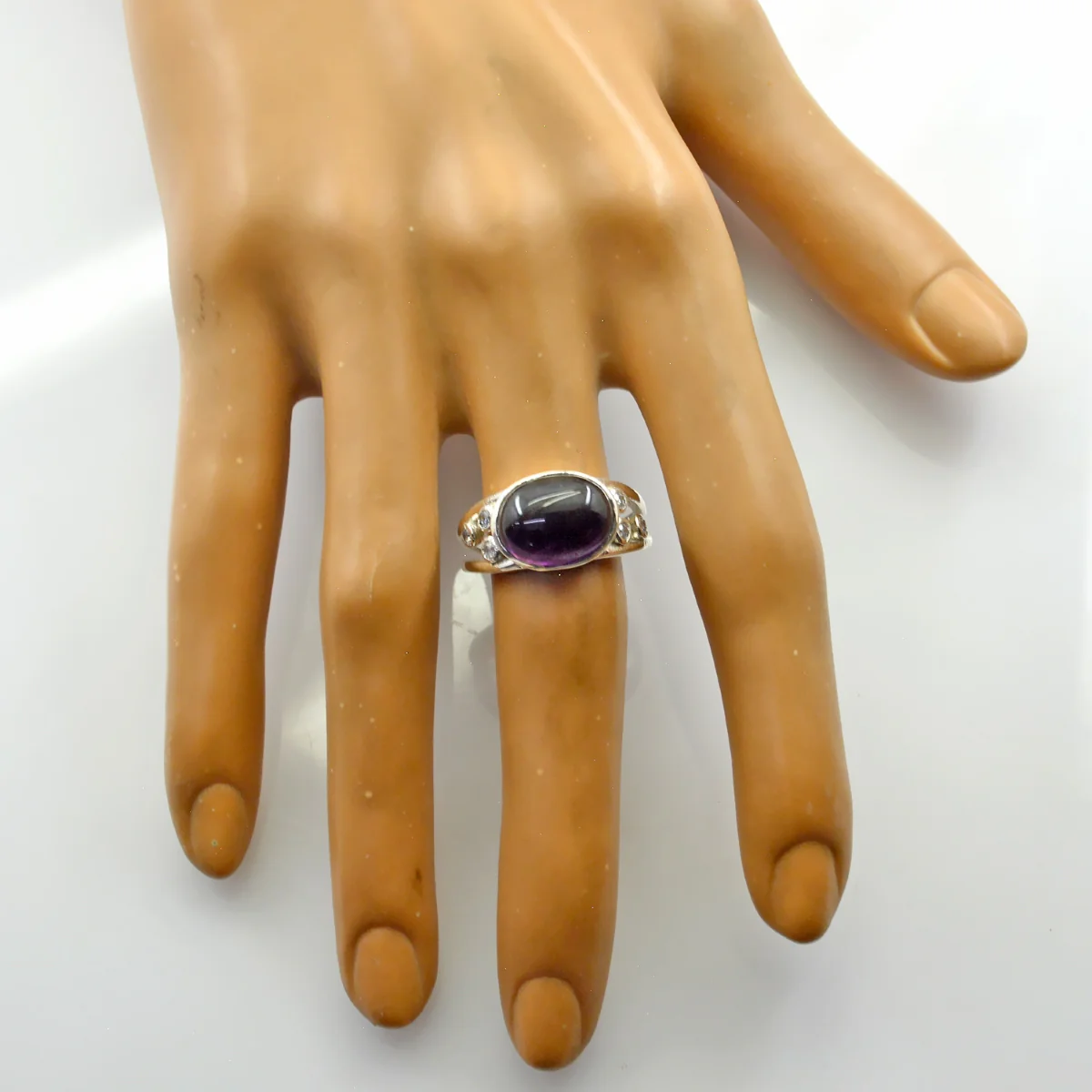 Amethyst Halo Egyptian Silver Purple Gems Minimal Contemporary Ring Jewellery - Image 2