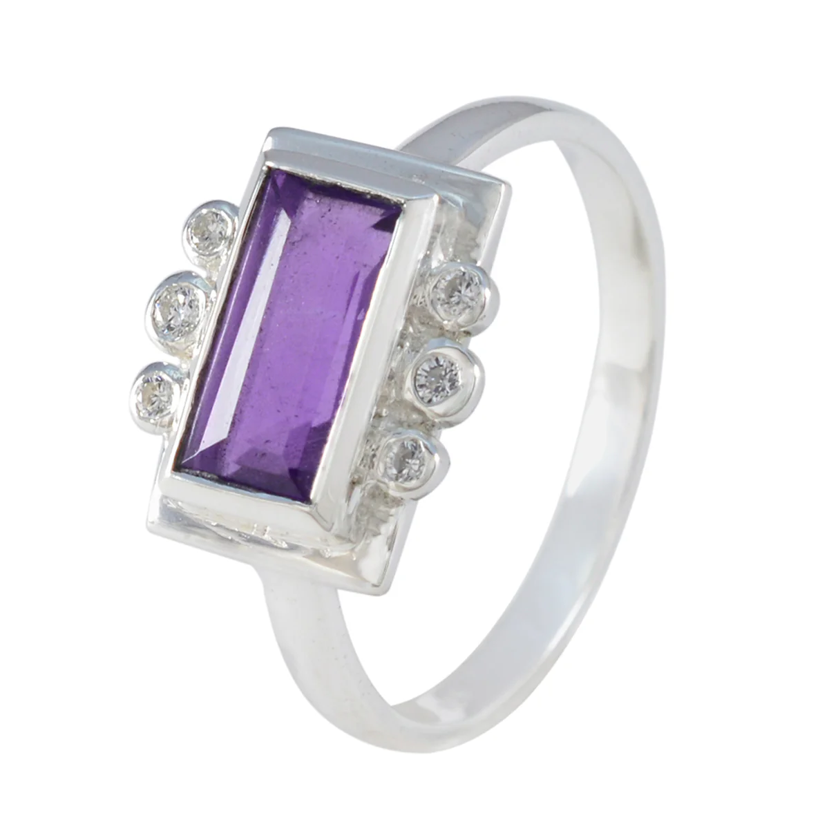 Amethyst Halo Egyptian Sterling Silver Purple Gemstones Featherlight Fairytale Ring Jewelry - Image 2