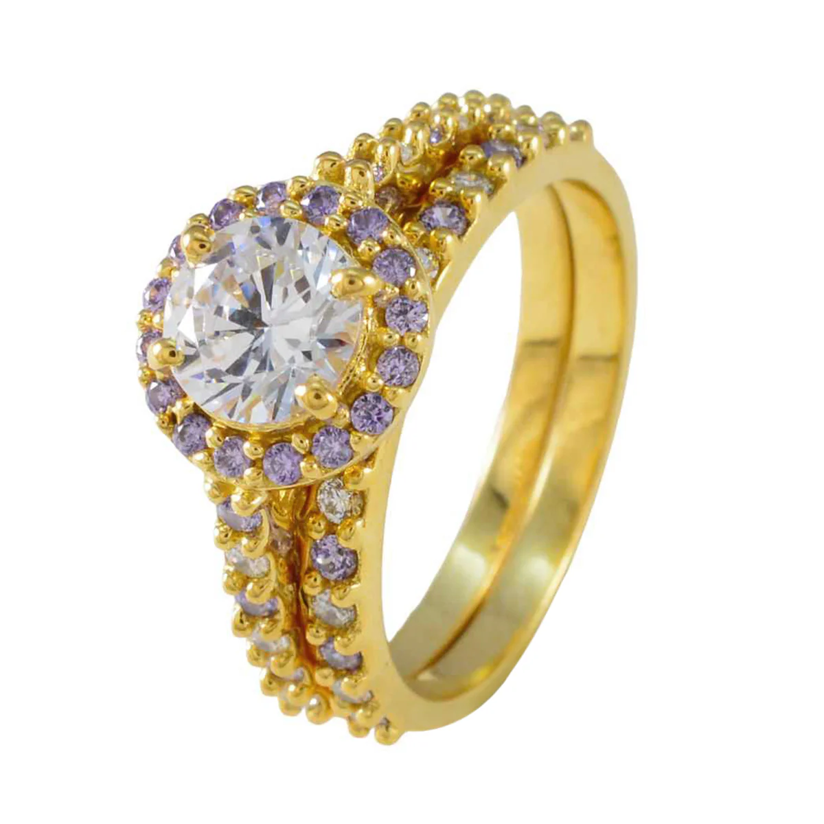 Amethyst Halo Indian 925 Silver Purple Gems Slim Love Ring Jewelry - Image 2