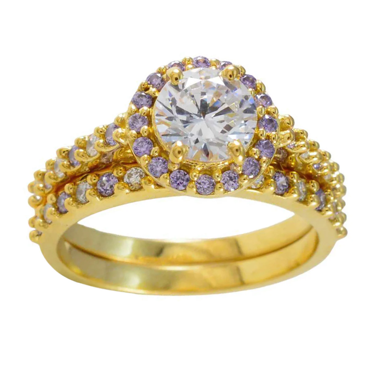 Amethyst Halo Indian 925 Silver Purple Gems Slim Love Ring Jewelry - Image 3