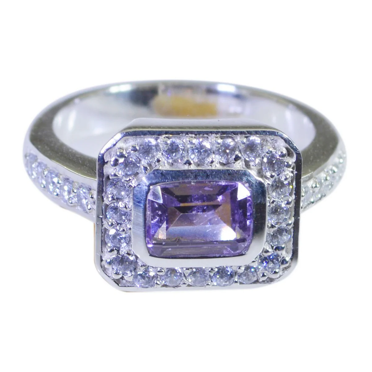 Amethyst Halo Indian Silver Purple Gemstone Minimal Fairytale Ring Jewelry - Image 2