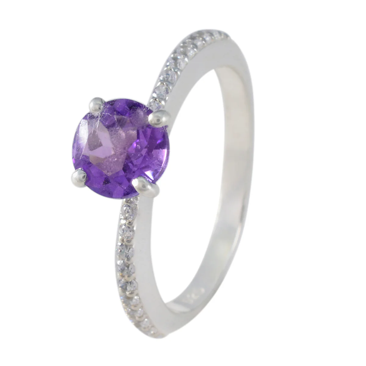 Amethyst Halo Japanese 92.5 Silver Purple Gems Whisper-thin Sophisticated Ring Jewelry - Image 2