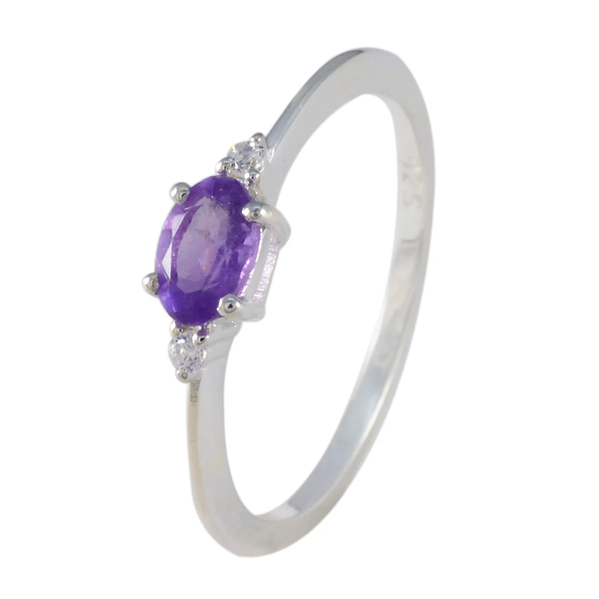 Amethyst Halo Japanese 925 Silver Purple Gemstone Elegant Glamorous Ring Jewelry - Image 2